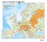 Mapa výskytu KE v Evropě v roce 2010